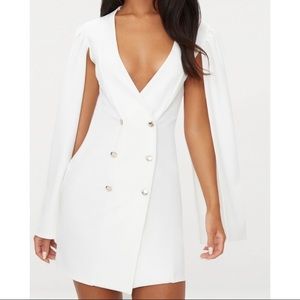 PrettyLittleThing - White Cape Blazer Dress